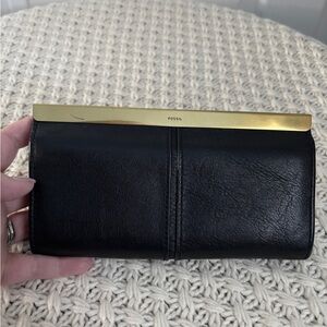 Fossil Black Leather Clutch Style Wallet